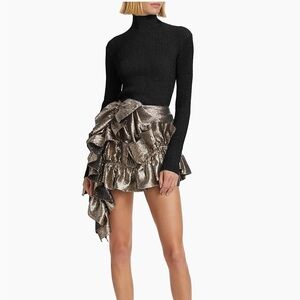 Aknvas sz M Daphne Sweater Ribbed Knit Black Gold Shimmer Metallic